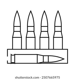 Aufzählungszeichen für Pistolenlinie Ikone Vektor. Gewehrkugel für ein Schild. isoliertes Kontursymbol, schwarze Illustration