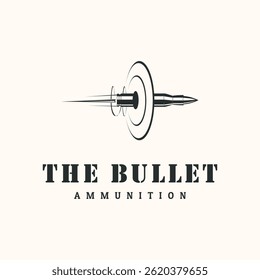 the bullet gunfire vintage logo vector minimalist illustration design, bullet through on target logo design
