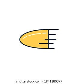 Bullet. High speed concept, fast response. Vector icon isolated on white background, flat design. 