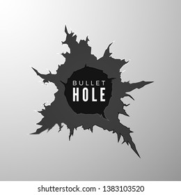 Bullet hole banner. Design element torn metal surfase. Vector illustration