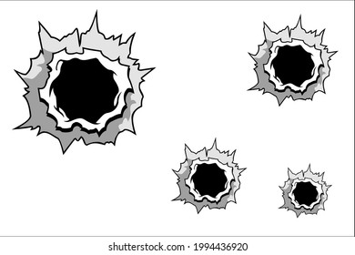 Bullet Hole Effect Design Isolated On A White Background. Vector Illustration Of Eps.10