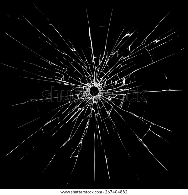 Bullet hole in\
glass