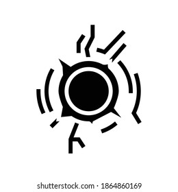 Glyph-Icon-Vektorgrafik des Kugeln-Loches. Klappenschild. isoliertes Kontursymbol
