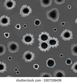 Bullet hole of gunshot vector gun shoot in holed metal target in war and military texture set illustration isolated on background