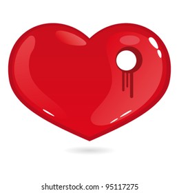 Bullet hole in heart