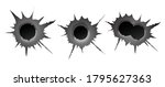 Bullet hole on white background. Realisic metal single and double bullet hole, damage effect. Vector illustration