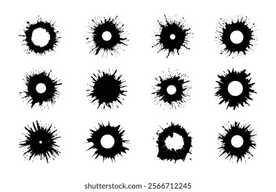 Bullet Hole Silhouette Black Clipart Set