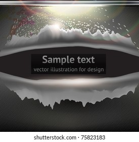 Bullet Hole And Slash At Metal Abstract Background For Techno Design. Vector Eps 10