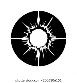 Diseño de la ilustración de la silueta del icono del Vector del agujero de bala sobre fondo blanco.