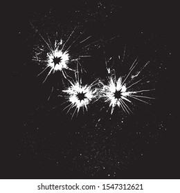 bullet holes broken glass background vector