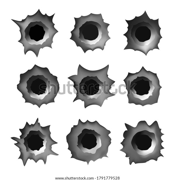 Bullet Holes Metal Vector Illustration On Stock Vector (Royalty Free ...