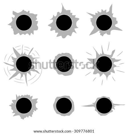 Bullet Holes Set Flat Vector Template Stock Vector (Royalty Free ...