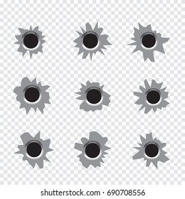 Bullet Holes Set Isolated On White Stock Illustration 1037992102