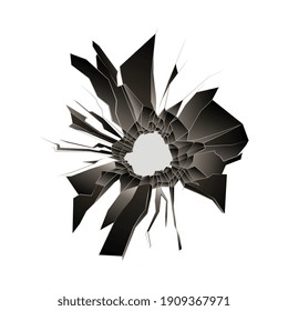 Löcher für Bullet auf unscharfem Hintergrund mit isoliertem Bild des Kugeln auf solidem Material, Vektorgrafik