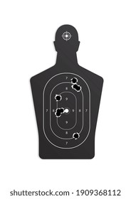 Bullet holes target realistic composition on blank background with isolated images of paper target with holes vector illustration