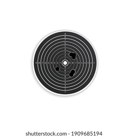 Bullet holes target realistic composition on blank background with isolated images of paper target with holes vector illustration