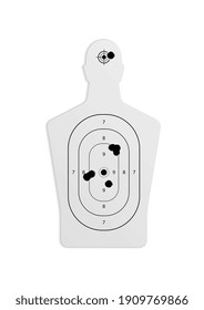 Bullet holes target realistic composition on blank background with isolated images of paper target with holes vector illustration