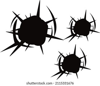 Bullet holes. bullet trail vector set