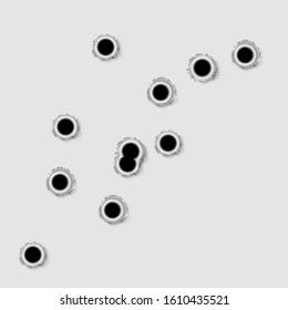 Bullet holes. Vector. Easy to place on different color or background.