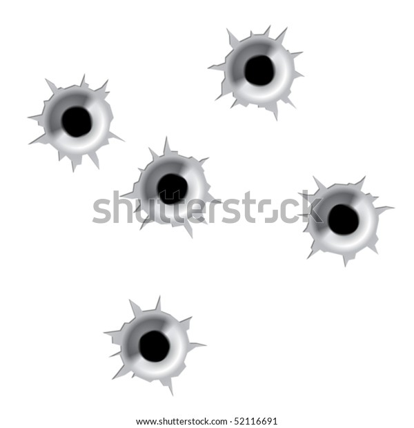 Bullet holes. Vector. Easy to place on
different color or
background.