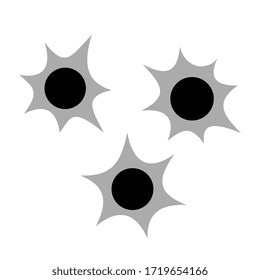 Bullet holes vector icon isolated on white background