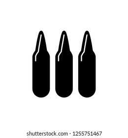 Bullet Icon. Ammo Vector Illustration. Military Tool Sign. Army Equipment Symbol. Gun Element Logo Template.