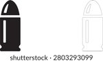 Bullet icon, ballistic test symbol, firearm ammunition evidence and forensic investigation.	