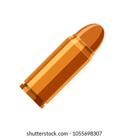 Bullet icon in flat style isolated on white background. Cartridge weapon ammo cartoon. Vector illustration