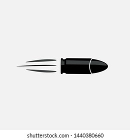 Bullet Icon, Bullet In Motion In Vector Flat Style.