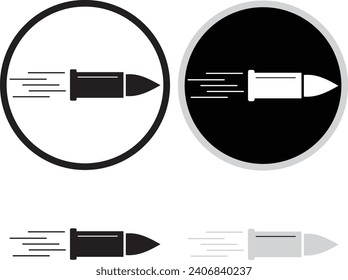 Conjunto de iconos de viñeta. símbolo vectorial de bala de cañón de caza relleno y contorno en color negro