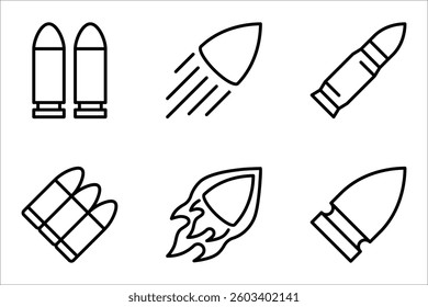 bullet icon set, Weapon ammo sign, Gun bullet icon simple sign, vector illustration on white background