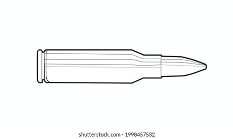 Icono de bala. Ilustración aislada de vectores en blanco y negro de una bala