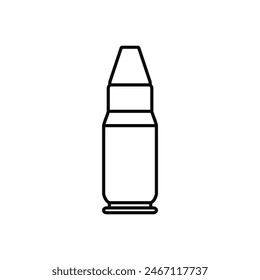 Vector de iconos de viñeta. Signo de la ilustración del cartucho. Símbolo de proyectil. Logo del arma.