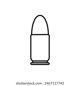Aufzählungszeichen-Vektorgrafik. Illustrationszeichen für Patrone. Projektil-Symbol. Waffenlogo.