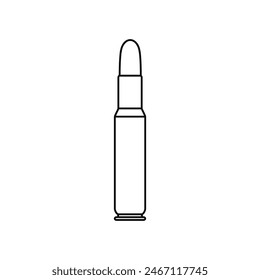 Aufzählungszeichen-Vektorgrafik. Illustrationszeichen für Patrone. Projektil-Symbol. Waffenlogo.