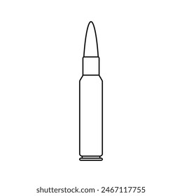 Aufzählungszeichen-Vektorgrafik. Illustrationszeichen für Patrone. Projektil-Symbol. Waffenlogo.