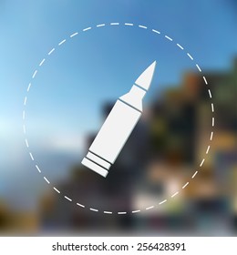 Bullet icon. Vector illustration. Blurred background.