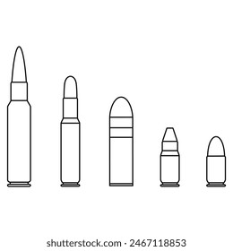 Bullet icon vector set. Cartridge illustration sign collection. Projectile symbol. Weapon logo.