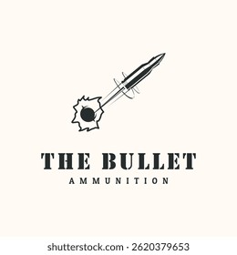 die bullet Aufprall Vintage Logo Vektor minimalistische Illustration Design, bullet nehmen Ziel Logo-Design