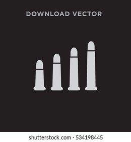 Bullet isolated vector icon on black background