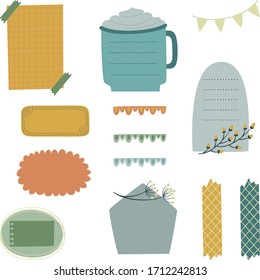 Blankonotizen für das Bullet Journal Blumenkleber für Veranstalter und Planer. Vektorillustration