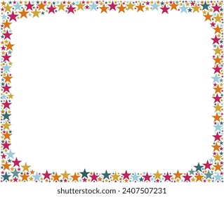 Página imprimible en blanco del diario de viñetas, diseño de portada de la tarjeta de vacaciones de invierno decorado con estrellas, marco rectangular para invitaciones, tarjetas