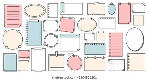 Bullet journal element frames, notes, stickers. Hand drawn vector for notebook, planner or diary. Frames, borders, vignettes, dividers, notes, lists collection.