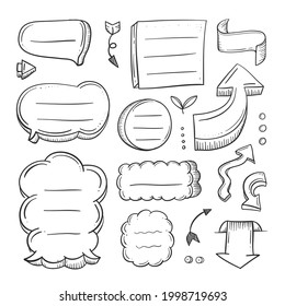 Bullet journal element. Handwritten sketch doodle. Diary planer, planner, calendar decoration design. Sketchbook symbol, label set. Bullet journal arrow, sticker, divider. Vector illustration.  