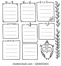 Bullet journal hand drawn vector elements for notebook, diary and planner. Set of doodle frames, banners and floral elements isolated on white background. 