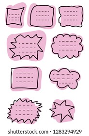 Bullet journal hand drawn vector elements for notebook, diary and planner. Doodle frames isolated on white background. - Vector
