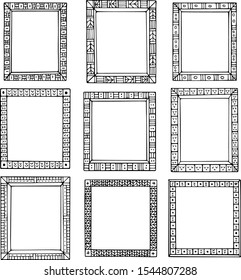 Bullet journal hand drawn vector frames for notebook, diary and planner. Set of doodle black borders isolated on white background. 