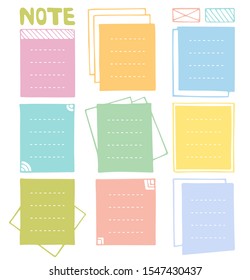 Bullet journal hand drawn vector frames for notebook, diary and planner. Set of sketch stickers, different note papers. Doodle banners isolated on white background. 