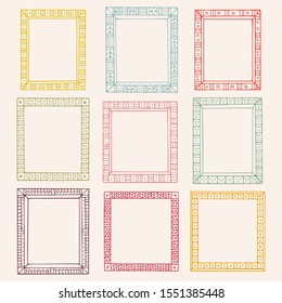 Bullet journal hand drawn vector frames for notebook, diary and planner. Set of doodle colored borders.