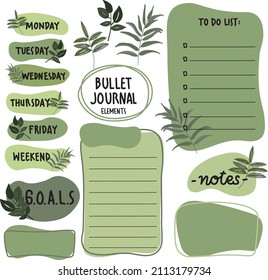 Bullet journal hand drawn vector elements for notebook, diary and planner. Doodle banners isolated on white background.